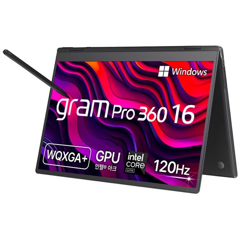 LG전자 2024 그램 프로 360 16 코어Ultra7, 옵시디안블랙, 1TB, 32GB, WIN11 Home, 16T90SP-KD7BK