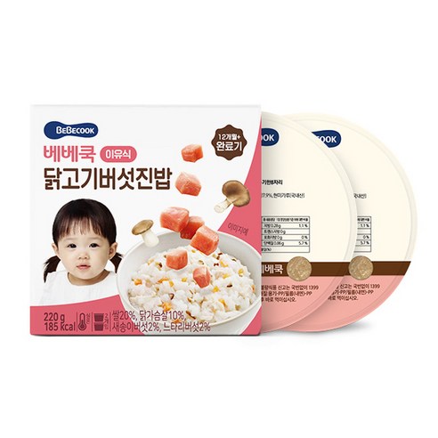 베베쿡 완료기 닭고기버섯진밥 실온이유식 2p, 혼합맛(닭고기/버섯..., 220g, 1개