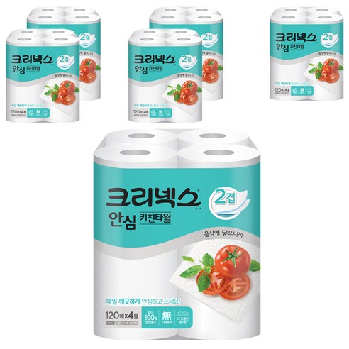 크리넥스 안심 키친타월 120매, 4롤, 6개
