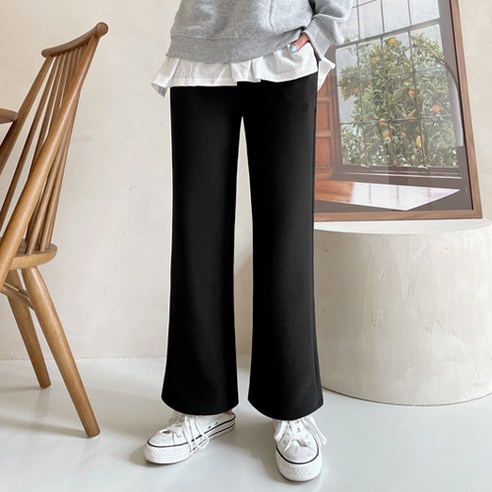 잘빠진 여성용 포켓라인 융털 기모 와이드 팬츠 의류