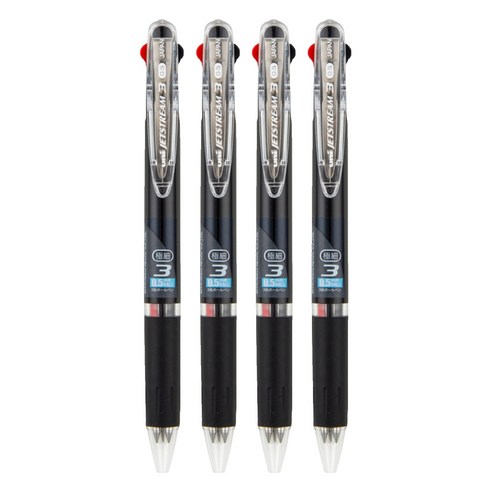 제트스트림 3색 볼펜 0.5mm SXE3-404-05, 블랙, 4개