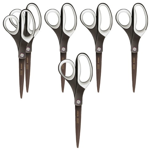 쓰리엠 스카치 프리미엄 티타늄 가위 20.3cm, 브라운 + 화이트, 6개