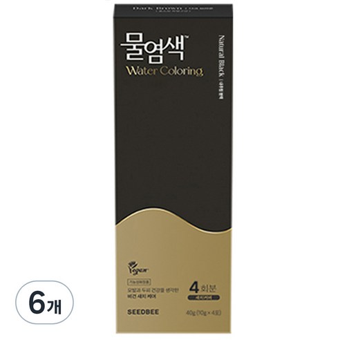 씨드비 물염색 비건 새치커버 염색약 40g 4회분, 내추럴블랙, 6개