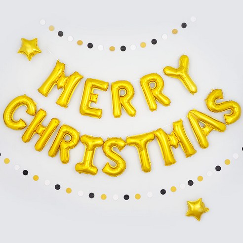 파티팡 은박풍선세트 MERRY CHRISTMAS, 골드, 10세트