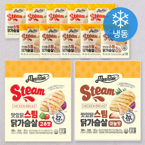 맛있닭 닭가슴살 스팀 100g x 2종 x 6팩 세트 (냉동), 1.2kg, 1세트