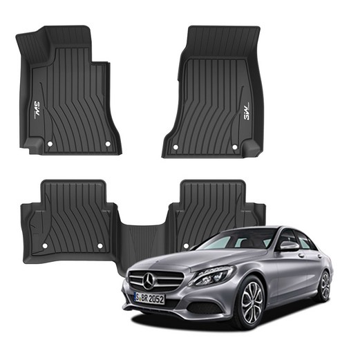 3W 에코라이너 TPE 카매트, 블랙, 벤츠 C class (W205) 2014.06~