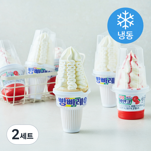 [로켓프레시] 롯데웰푸드 더블비얀코 210ml x 3개입 + 빵빠레 바닐라 195ml x 3개입 세트 (냉동)