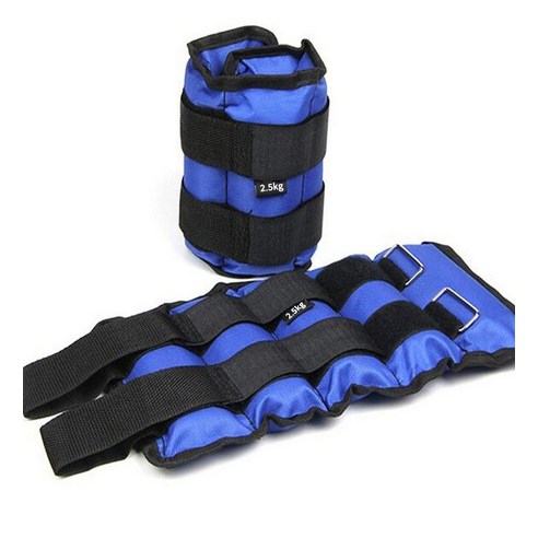 순잠 스포츠 운동 손목 발목 모래주머니 벨크로 중량밴드 2p, 블루 + 블랙, 5kg