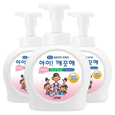 아이깨끗해 핸드워시 용기형 상큼한 레몬향, 490ml, 3개
