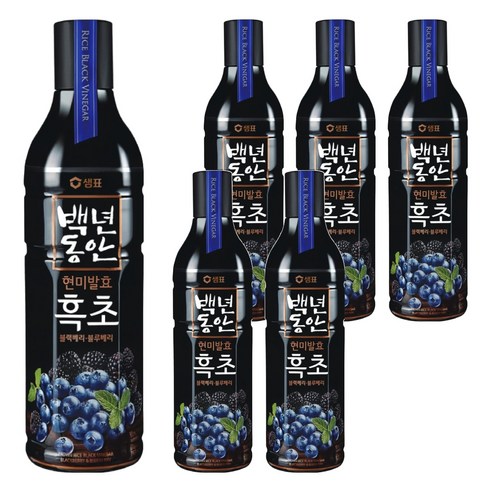 샘표 백년동안 현미발효 흑초 블랙블루베리, 900ml, 6개