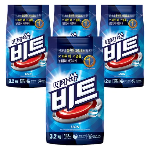 비트 분말세제 일반용, 3.2kg, 4개