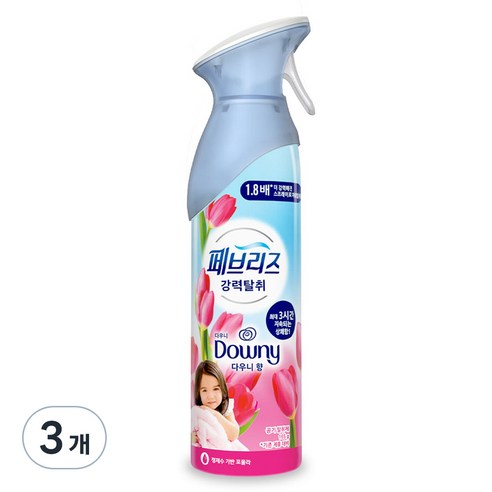 페브리즈 에어 실내 탈취제 본품 다우니향, 165g, 3개