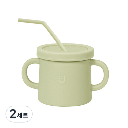 블루마마 모아컵+뚜껑+빨대 세트, 그린빈, 2세트