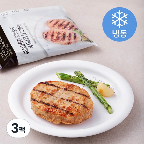 바르닭 직화그릴 닭가슴살 스테이크 숯불갈비맛 (냉동), 100g, 3팩
