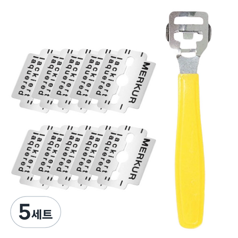 굳은살제거 발 각질 면도기 엘로우 + 면도날 10p 세트, 5세트