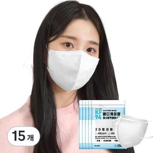 메디케이알 새부리형 황사방역 마스크 대형 KF94, 10개입, 15개, 흰색