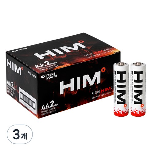 힘 알카라인 AA건전지 벌크, 40개입, 3개