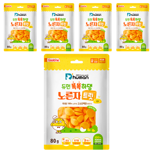 듀먼 반려동물 똑똑하댕 노른자트릿 간식, 노른자, 80g, 5팩