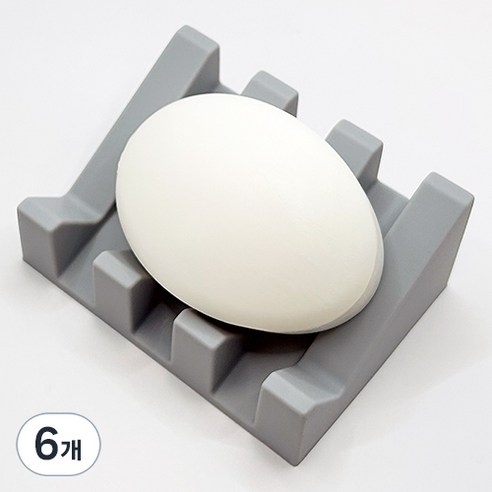 바코젤 논슬립 실리콘 비누받침, 라이트 그레이, 6개