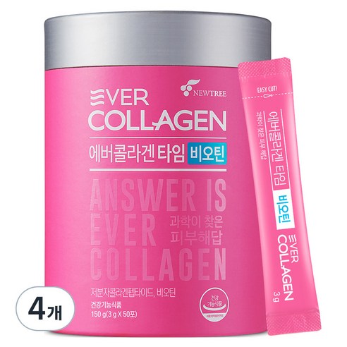 에버콜라겐 타임 비오틴 50포, 150g, 4개