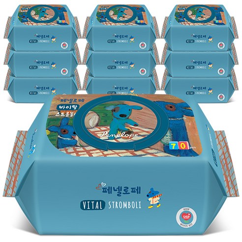 페넬로페체험팩 페넬로페 바이탈 플러스 스트롬볼리 아기물티슈 캡형 65gsm, 70매, 10팩 Best Top5