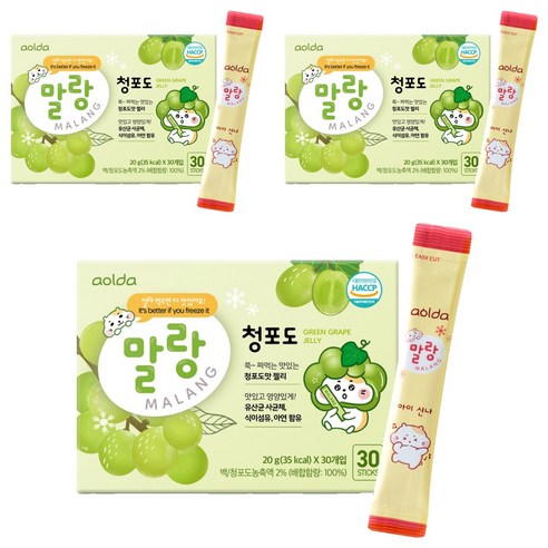 아올다 말랑 청포도 젤리 30개입, 600g, 3개