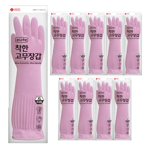 롯데이라이프 착한 고무장갑, 핑크, 특대(XL), 10세트