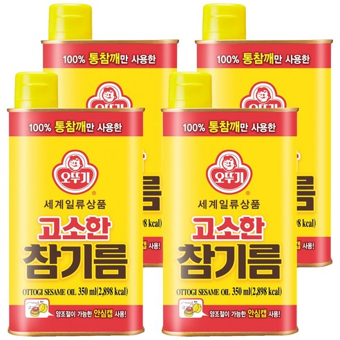 오뚜기 고소한 참기름 캔, 350ml, 4개