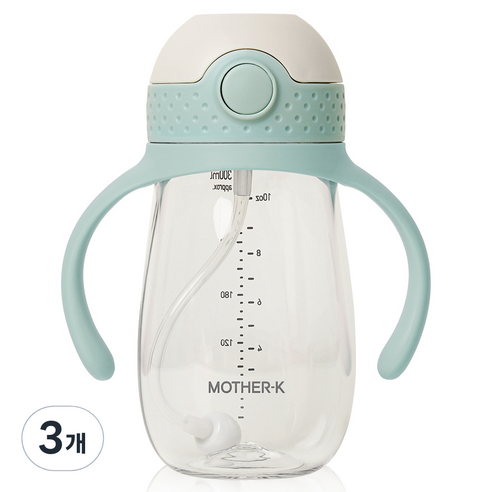 마더케이 유아용 허그 추 빨대컵, 300ml, 3개, 민트