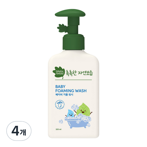 그린핑거 촉촉한 자연보습 베이비 거품 워시, 320ml, 4개