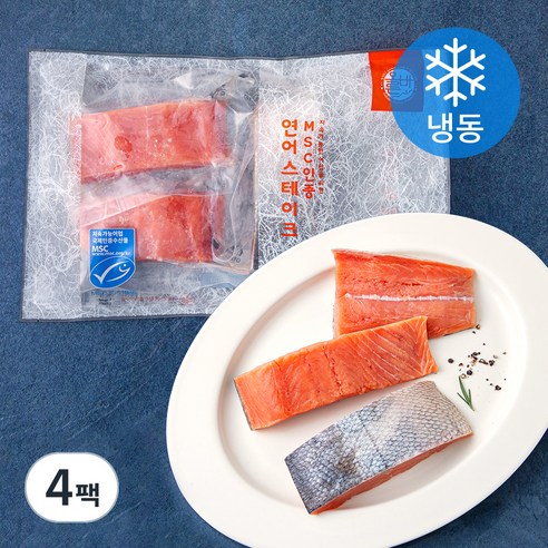 올바른 수산 냉동 연어 스테이크 (냉동), 350g, 4팩