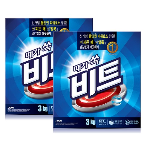 비트 분말세제 일반용 본품, 3kg, 2개