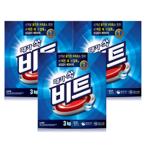 비트 분말세제 일반용 본품, 3kg, 3개