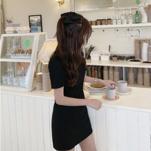 피어니스트 데일리 반팔 미니 저지 원피스 빅사이즈