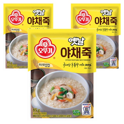 오뚜기 야채죽, 3개, 85g