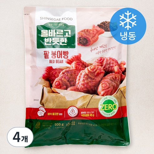 올반 팥 붕어빵 (냉동), 500g, 4개