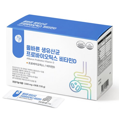 올바른건강식품 생유산균 프로바이오틱스 비타민D 90p, 135g, 2개