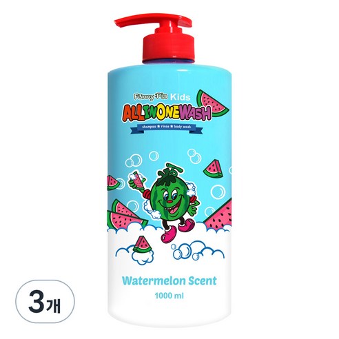 퍼니피아 키즈 3in1 올인원클렌저 수박, 1000ml, 3개