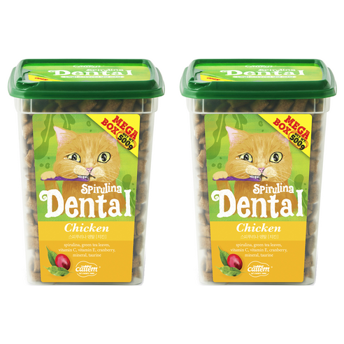 캣템 고양이 스피루리나 덴탈 간식, 치킨, 500g, 2개