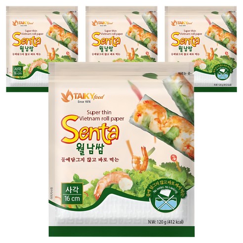 타이키 물없이 싸먹는 월남쌈 사각 16cm, 4개, 120g