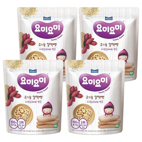매일유업 요미요미 유기농 쌀떡뻥 30g, 자색고구마와 연근, 4개