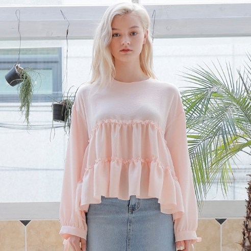 와드로브 RIBBON POINT SHIRRING BLOUSE