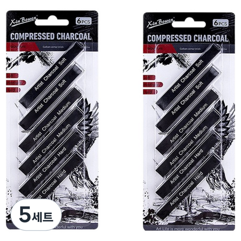 ABM 블랙드로잉 목탄스택 6종 x 2p 세트, 블랙, 5세트