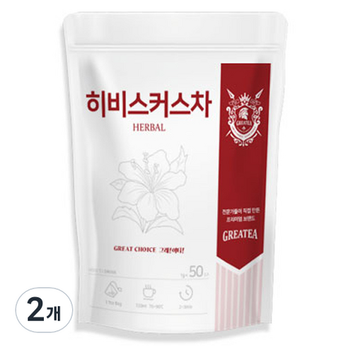 Greatea 히비스커스차, 2개, 50개입, 1g