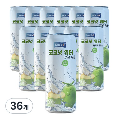 탄도 코코넛 워터 위드 펄프, 320ml, 36개