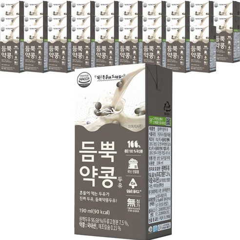 유기농마루 듬뿍약콩두유, 190ml, 96개