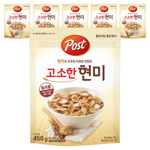 포스트 통곡물 고소한 현미 시리얼, 450g, 6개