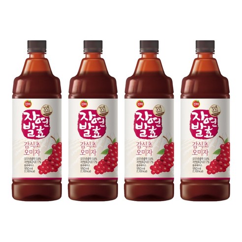 진미 3년숙성 자연발효 감식초 오미자, 950ml, 4개