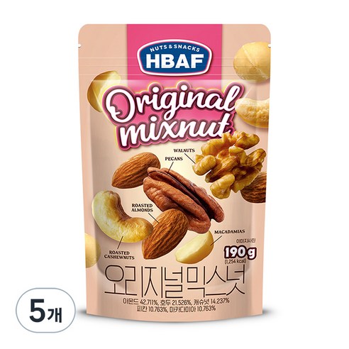 HBAF 넛츠앤스낵스 오리지널 믹스넛, 190g, 1개