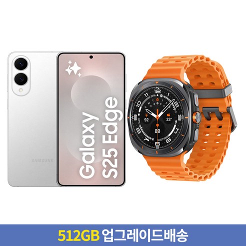 [256GB → 512GB 업그레이드] 삼성전자 갤럭시 S25 Edge 자급제 SM-S937N + 갤럭시 워치 울트라 47mm LTE, 티타늄 실버, 256GB, 워치 울트라 티타늄 그레이